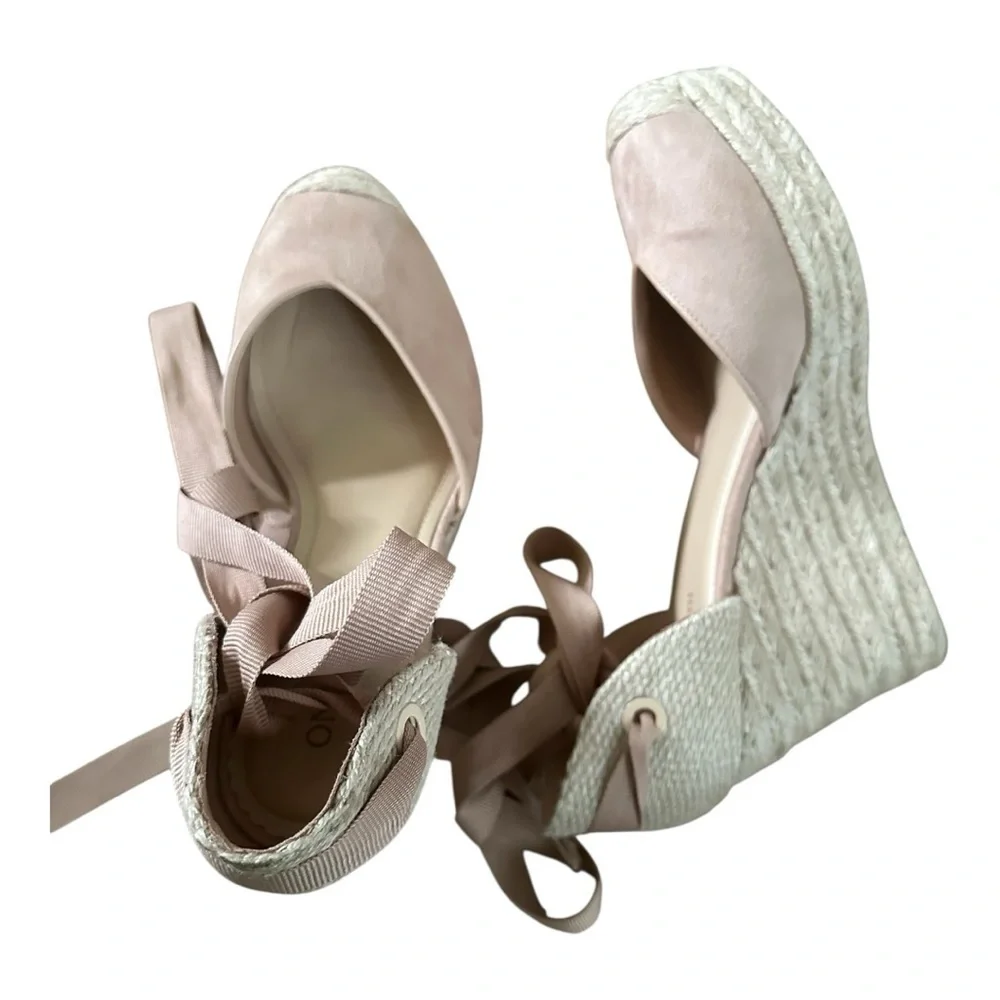 On 34th Melindaa Espadrille Wedge High Heel Sandals, Elegant Tan  Size 9